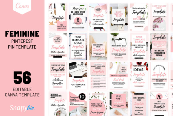 Download Feminine Canva Pinterest Template - Plate Collection