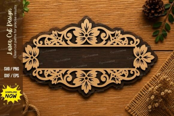 Download Elegant Floral Name Plate SVG | Decorati - Plate Collection
