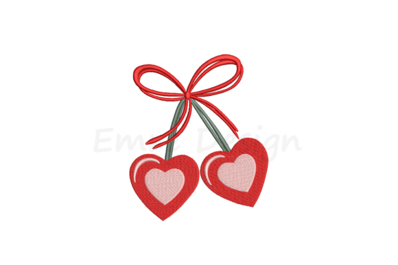 Download Coquette Cherry Heart Embroidery Design - Heart embroidery Collection