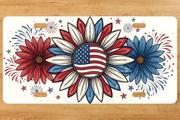 Download Patriotic Sunflower License Plate Png - Plate Collection