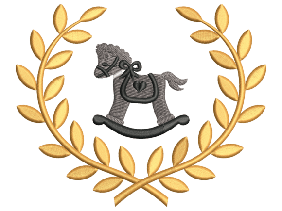 Download Rocking Horse Wreath Nursery Embroidery - Rock Collection