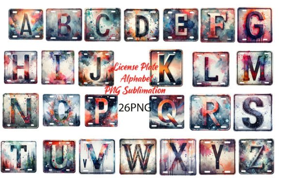 Download License Plate Alphabet PNG Sublimation - Plate Collection