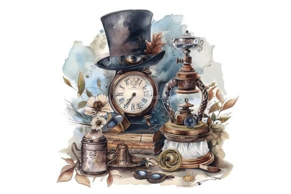 Download Vintage Victorian Still Life. Watercolor - Premium Bundle