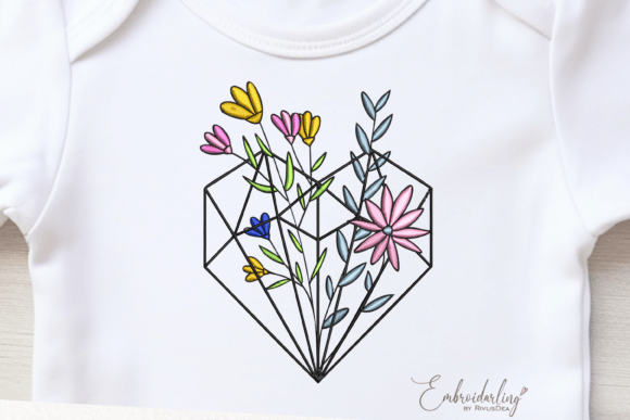 Download Floral Heart Embroidery Design - Heart embroidery Collection