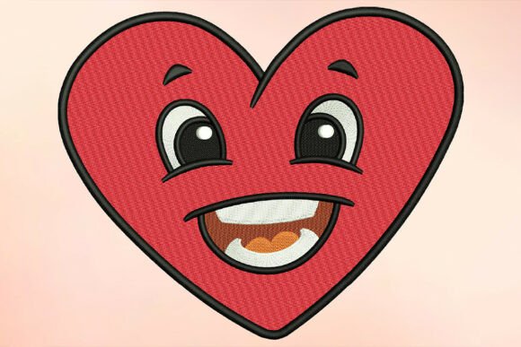 Download Grinning Heart Embroidery Design - Heart embroidery Collection