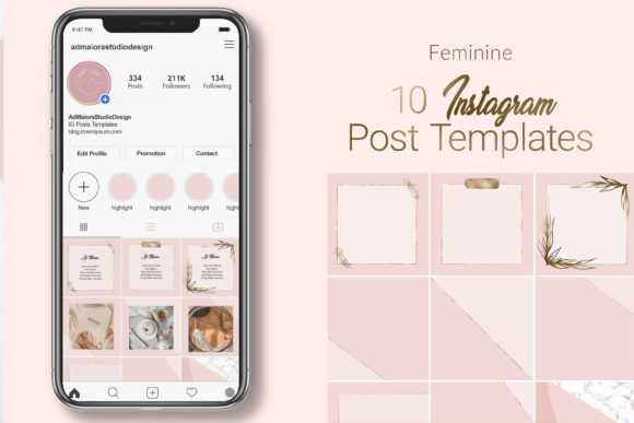 Download Instagram Template, Feminine Style Canva - Plate Collection